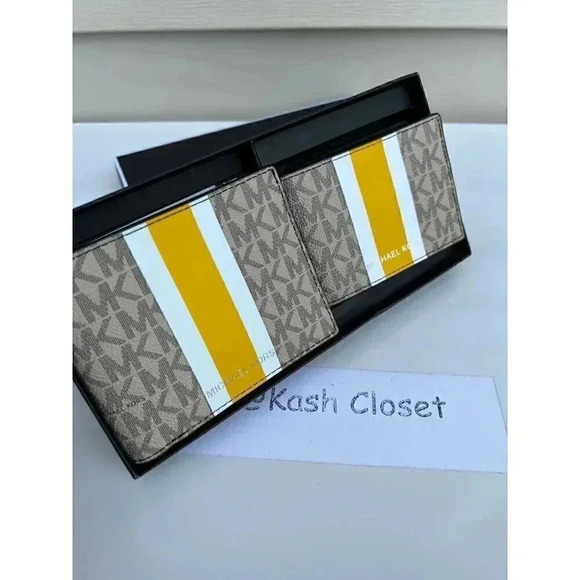 Michael kors Men Wallet Card Case Gift box set Butter - Picture 1 of 8